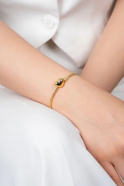 Kalp Klips Detaylı Altın Renk Yılan Zincir